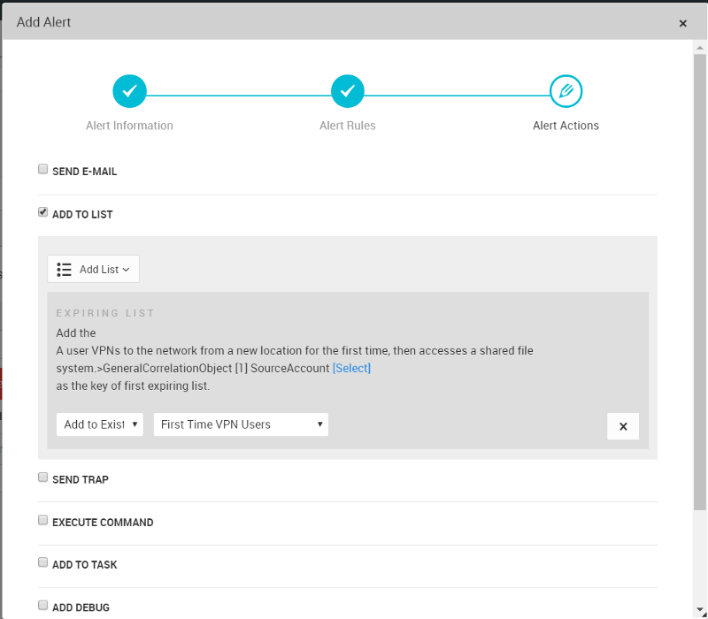 LOGTITAN Rule Model For A User VPNs To the Network from A New Location for The First Time Then Accesses A Shared File System