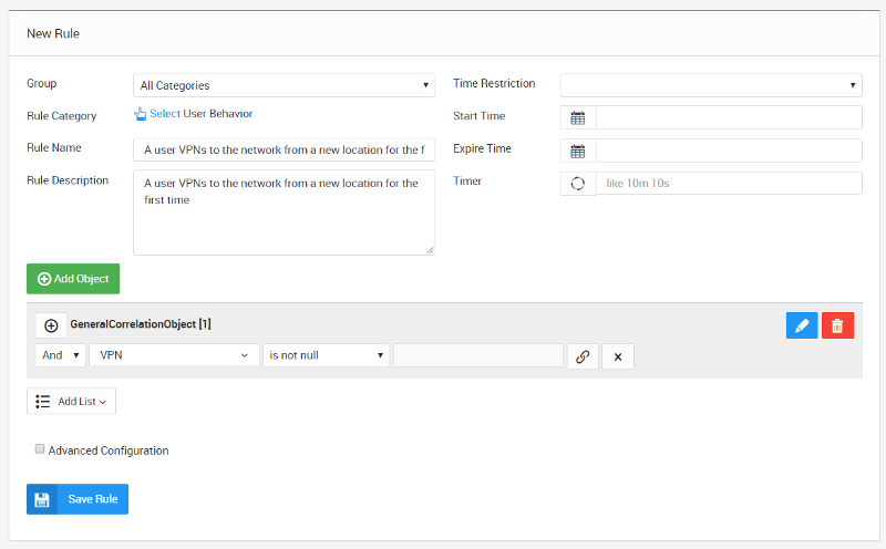 LOGTITAN Rule Model For A User VPNs To the Network from A New Location for The First Time Then Accesses A Shared File System