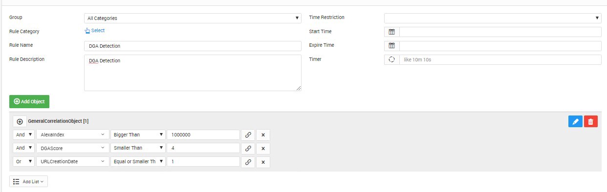 Domain Generation Algorithms Detection in LOGTITAN NG SIEM